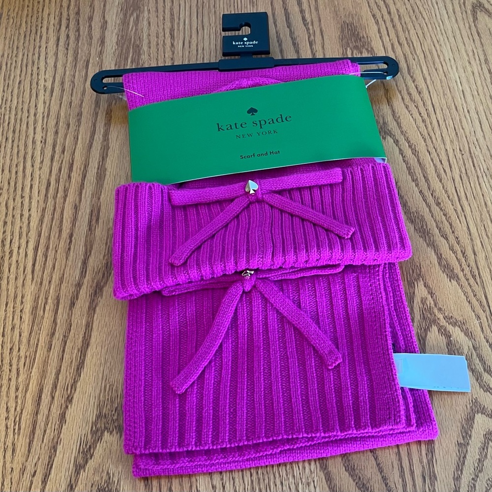 NWT Kate Spade Marker Pink Hat & Scarf Set